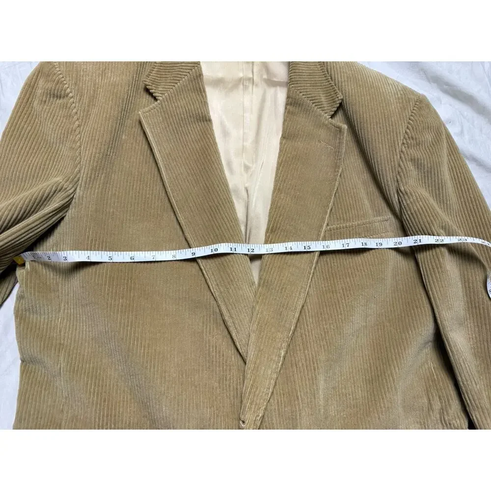 Lands End Brown Herringbone Sport Coat Mens 42R Tweed Wool Jacket Blazer